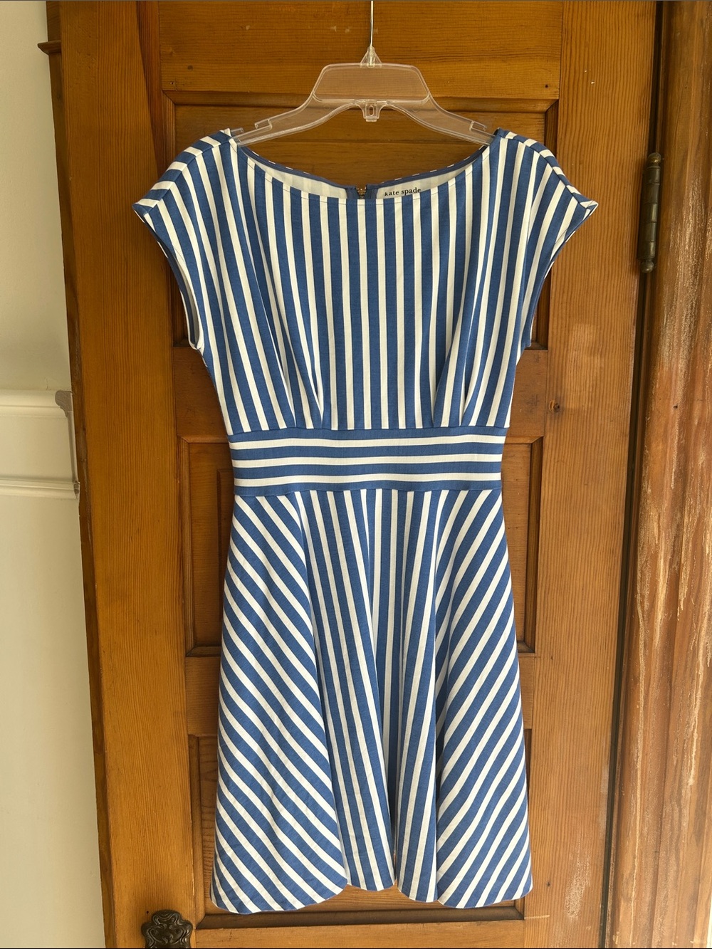 kate spade Blue and White Striped Fit & Flare Mini Dress